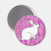 Aimant Lapin sur un lit de fleurs de printemps (Recto/Verso)