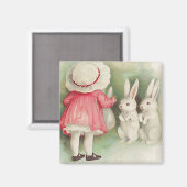 Aimant Lapin vintage Salutation de Pâques (Recto/Verso)