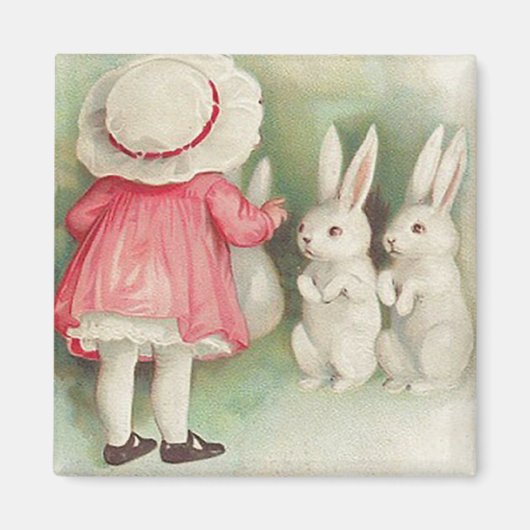 Aimant Lapin vintage Salutation de Pâques (Devant)