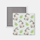 Aimant Lapins d'aquarelle et herbe (Recto/Verso)