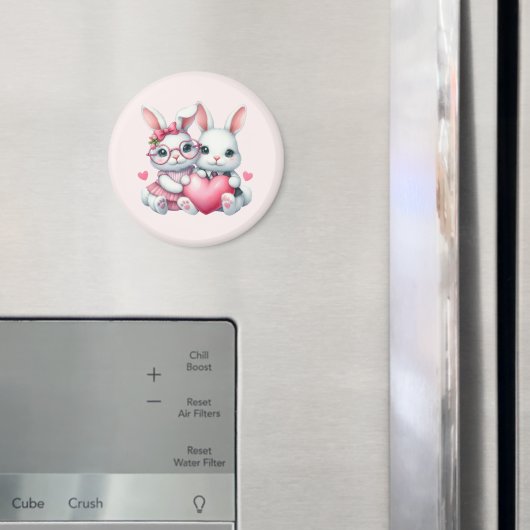 Aimant Lapins mignons partageant un cœur (In situ (réfrigérateur))