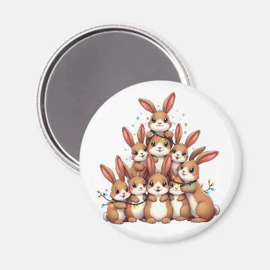 Aimant Lapins Noël Arbre Joyeux Noël Noël Noël Noël Noël (Recto/Verso)