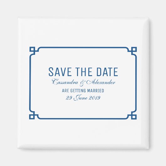 Aimant Lapis Blue Deco Chic Enregistrer la date (Devant)