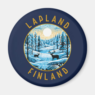 Aimant Laponie Finlande Cerf Retro Cercle désorganisé