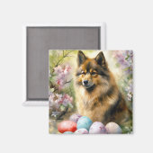 Aimant Lapphund finlandais avec oeufs de Pâques (Recto/Verso)