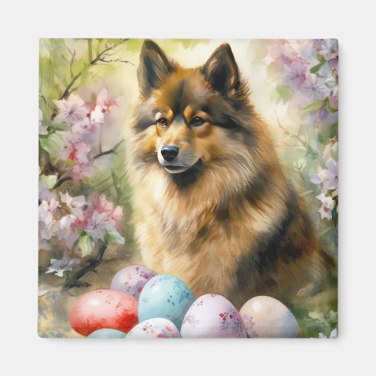 Aimant Lapphund finlandais avec oeufs de Pâques (Devant)