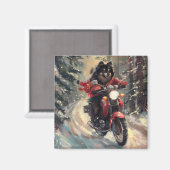 Aimant Lapphund Finlandais Chien à cheval Moto Noël (Recto/Verso)