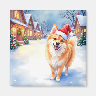 Aimant Lapphund finlandais Village enneigé Chapeau de Pèr