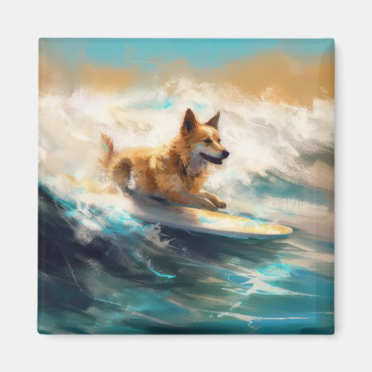 Aimant Lapphund Plage Finlandaise Plage Surf Peinture (Devant)