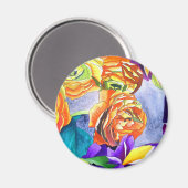 Aimant L'aquarelle Ranunculus et Iris (Recto/Verso)