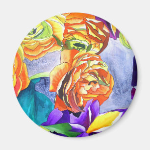 Aimant L'aquarelle Ranunculus et Iris