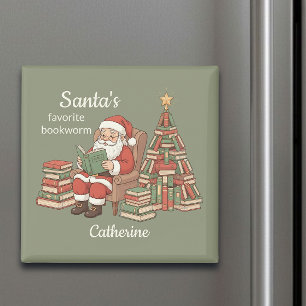 Aimant L'arbre de Noël du livre préféré de Santa Bookworm