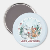Aimant Large3Inch Cute Winter Wonderland Creatures Circle (Recto/Verso)