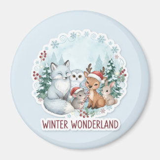 Aimant Large3Inch Cute Winter Wonderland Creatures Circle