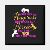 Aimant L'argent peut acheter des chevaux violet jaune (Devant)