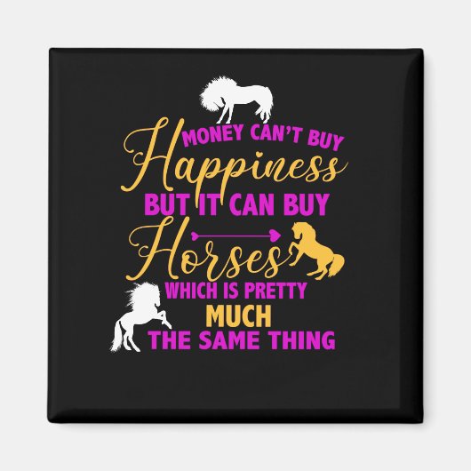 Aimant L'argent peut acheter des chevaux violet jaune (Devant)