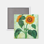 Aimant L'art botanique des tournesols vintages (Recto/Verso)