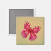 Aimant L'art du papillon oriental vintage rose (Recto/Verso)