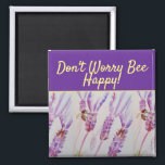 Aimant L'art floral violet de lavande ne vous inquiétez p<br><div class="desc">Lavender Purple Floral Art Ne vous inquiétez pas Bee Happy Purple Magnet,  avec un mot entièrement personnalisable. Conçu à partir de mon illustration originale d'aquarelles de jardin.</div>