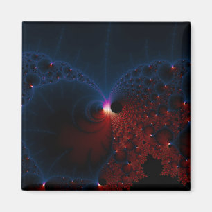 Aimant L'art fractal des cellules bleues rouges