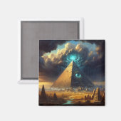 Aimant L'art pyramidal bleu mystique (Recto/Verso)