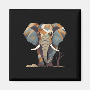 Aimant L'Art Stylisé Des Fans D'Éléphants Sauvez Les Elép