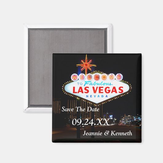 Aimant Las Vegas Destination Mariage Enregistrer La Date  (Recto/Verso)