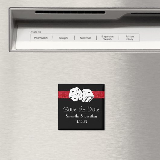 Aimant Las Vegas Dice Thème Hot Red Black Enregistrer la (In Situ (Lave-vaisselle))