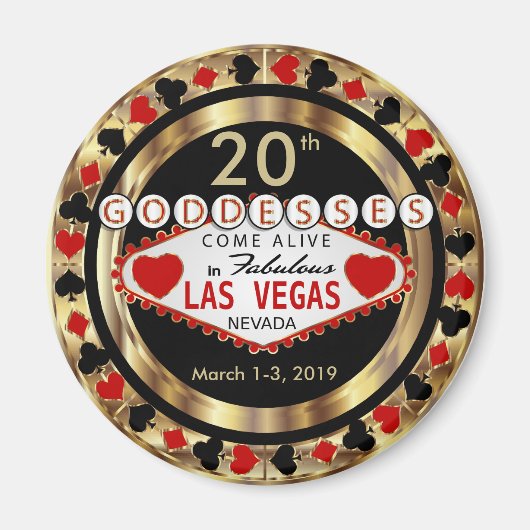 Aimant Las Vegas Goddess Poker Chip Design (Devant)