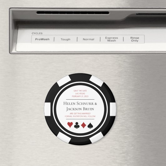 Aimant Las Vegas Mariage Enregistrer La Date Poker Chip N (In Situ (Lave-vaisselle))