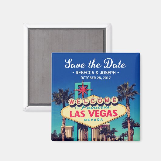 Aimant Las Vegas Mariage Retro Photo Enregistrer la date (Recto/Verso)