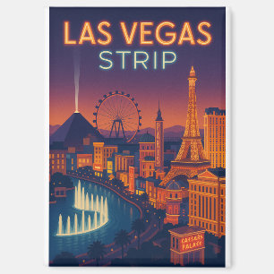Aimant Las Vegas Strip – Décor mural de la ville rétro