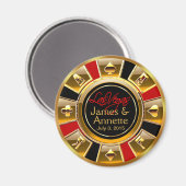 Aimant Las Vegas VIP Red Gold Black Casino Chip Favoriser (Recto/Verso)