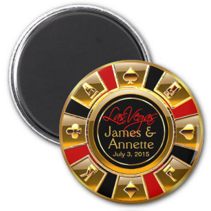 Aimant Las Vegas VIP Red Gold Black Casino Chip Favoriser