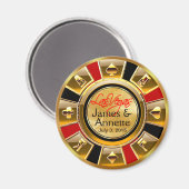 Aimant Las Vegas VIP Red Gold Black Casino Chip Favoriser (Recto/Verso)