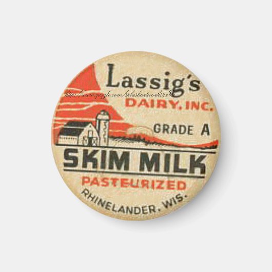 Aimant "Lassig's Dairy Skim Milk Bottle Casquette-1950" (Devant)