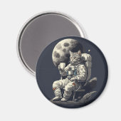 Aimant L'astronaute Chat ayant une coupe de café (Recto/Verso)