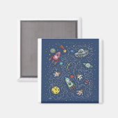 Aimant L'astronaute spatial Cat Rocket Maze Puzzle Mystèr (Recto/Verso)