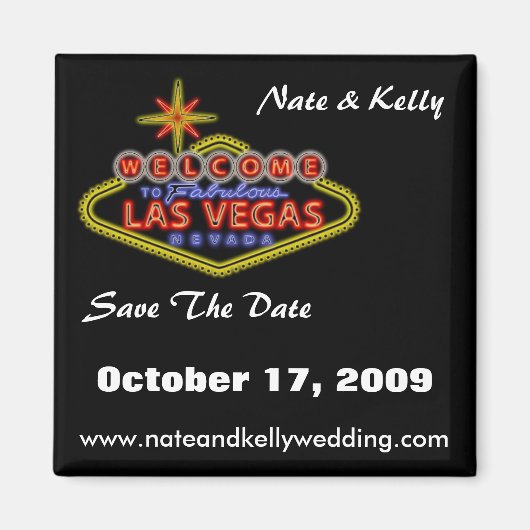 Aimant LasVegasSign, Nate & Kelly, Save The Date, Octo... (Devant)