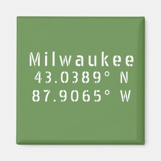 Aimant Latitude et longitude de Milwaukee (Devant)