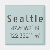 Aimant Latitude et longitude de Seattle (Devant)