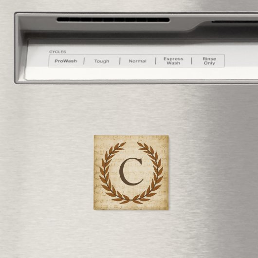 Aimant Laurel Wreath Sheet Musique Monogramme initial C (In Situ (Lave-vaisselle))