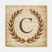 Aimant Laurel Wreath Sheet Musique Monogramme initial C (Devant)