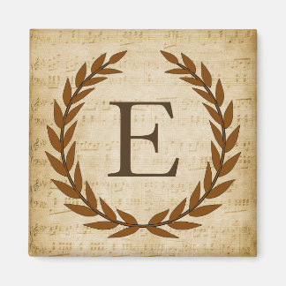 Aimant Laurel Wreath Sheet Musique Monogramme initial E