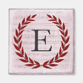 Aimant Laurel Wreath Sheet Musique Monogramme initial E (Devant)