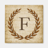 Aimant Laurel Wreath Sheet Musique Monogramme initial F (Devant)