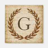 Aimant Laurel Wreath Sheet Musique Monogramme initial G (Devant)