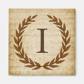 Aimant Laurel Wreath Sheet Musique Monogramme initial I (Devant)