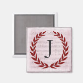 Aimant Laurel Wreath Sheet Musique Monogramme initial J (Recto/Verso)