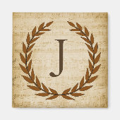 Aimant Laurel Wreath Sheet Musique Monogramme initial J (Devant)